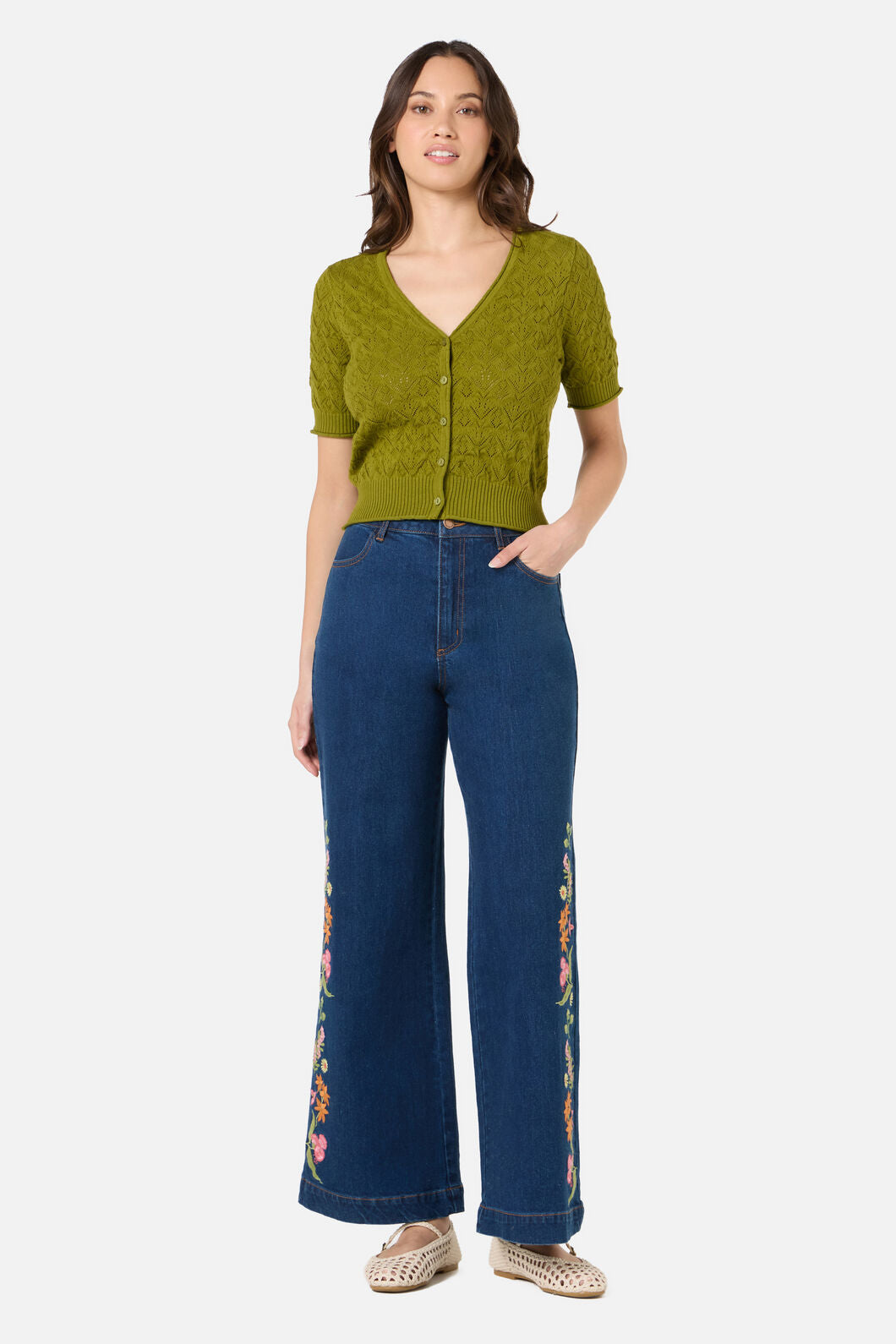 Princess Highway - Wednesday Lace Knit Cardigan - olive