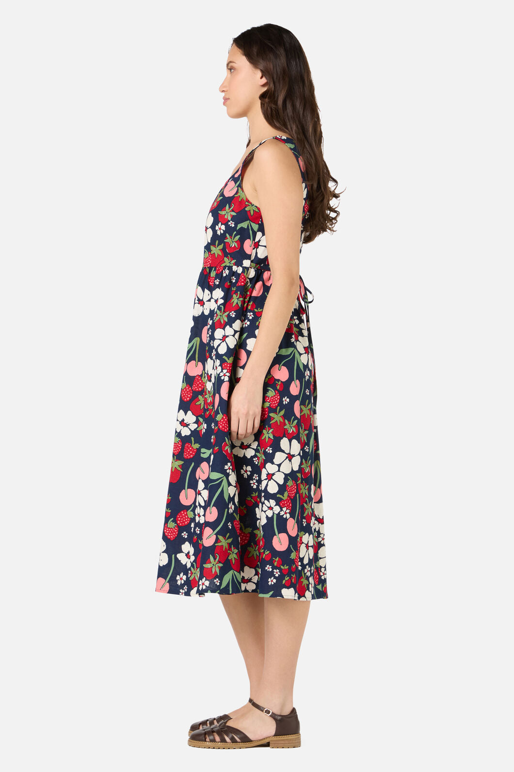 Princess Highway - Berries N Cream Midi Dress - navy