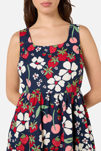 Princess Highway - Berries N Cream Midi Dress - navy