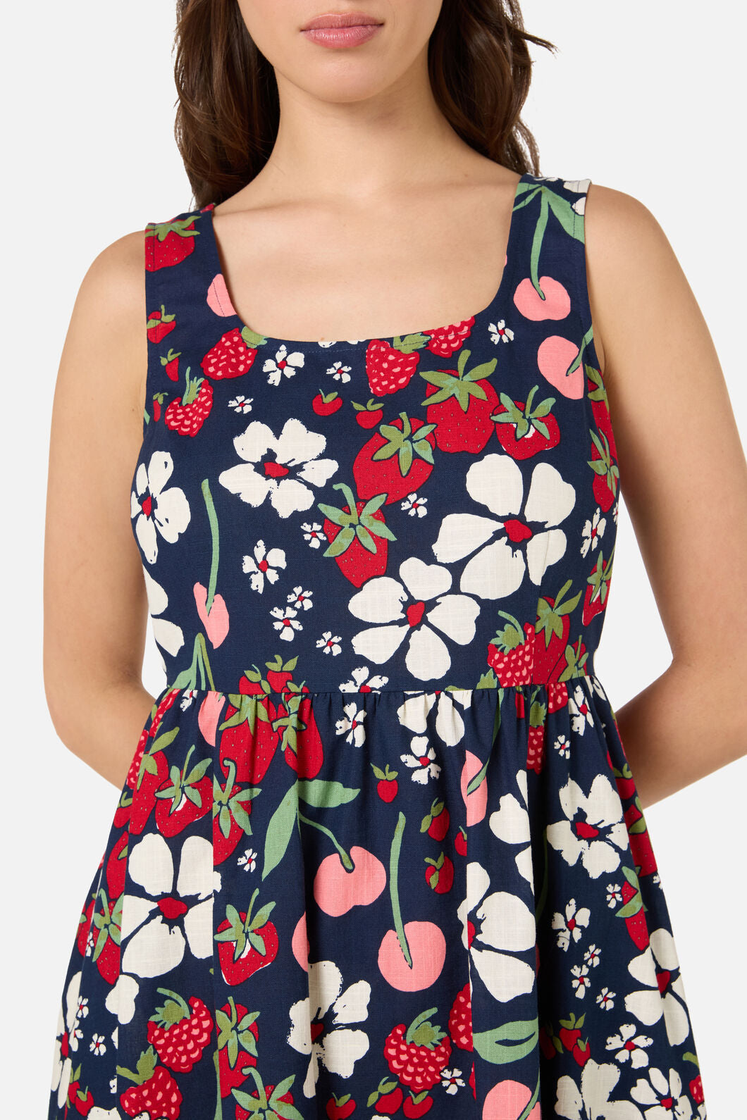 Princess Highway - Berries N Cream Midi Dress - navy