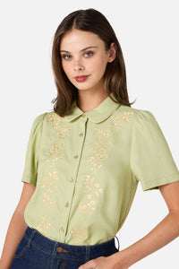 Princess Highway - Whimsical Embroidered Blouse - green