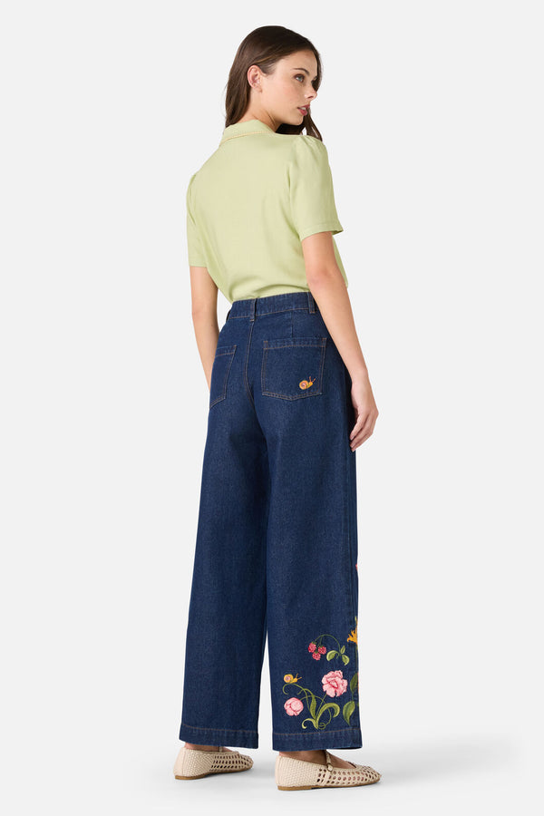 Princess Highway - Whimsical Embroidered Blouse - green