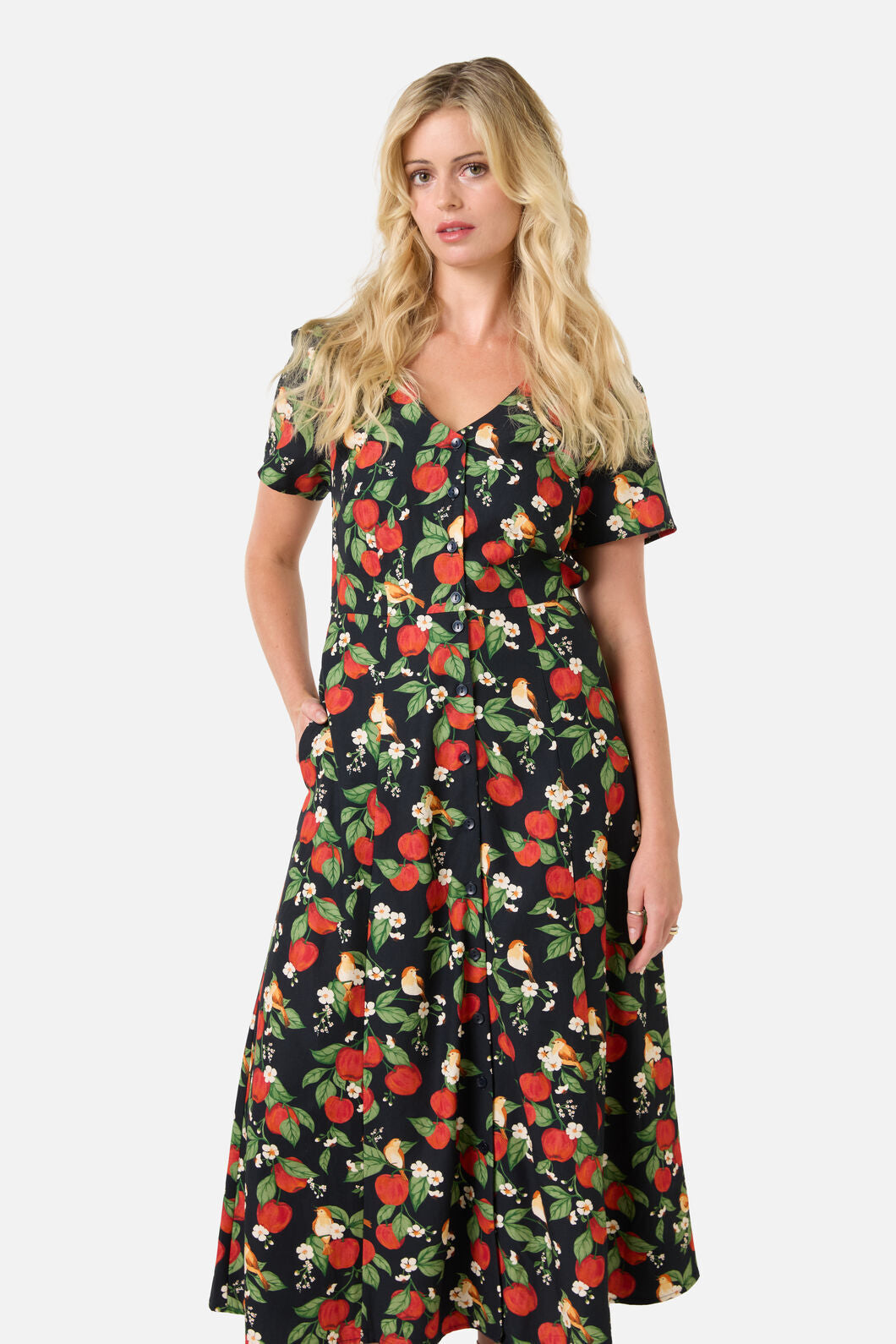 Princess Highway - Apple Blossom Midi Dress - navy