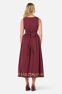 Princess Highway - Apple & Robin Emb Midi Dress - wine
