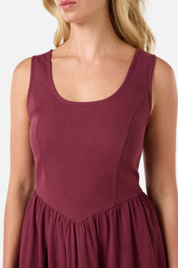 Princess Highway - Apple & Robin Emb Midi Dress - wine