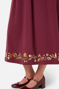 Princess Highway - Apple & Robin Emb Midi Dress - wine