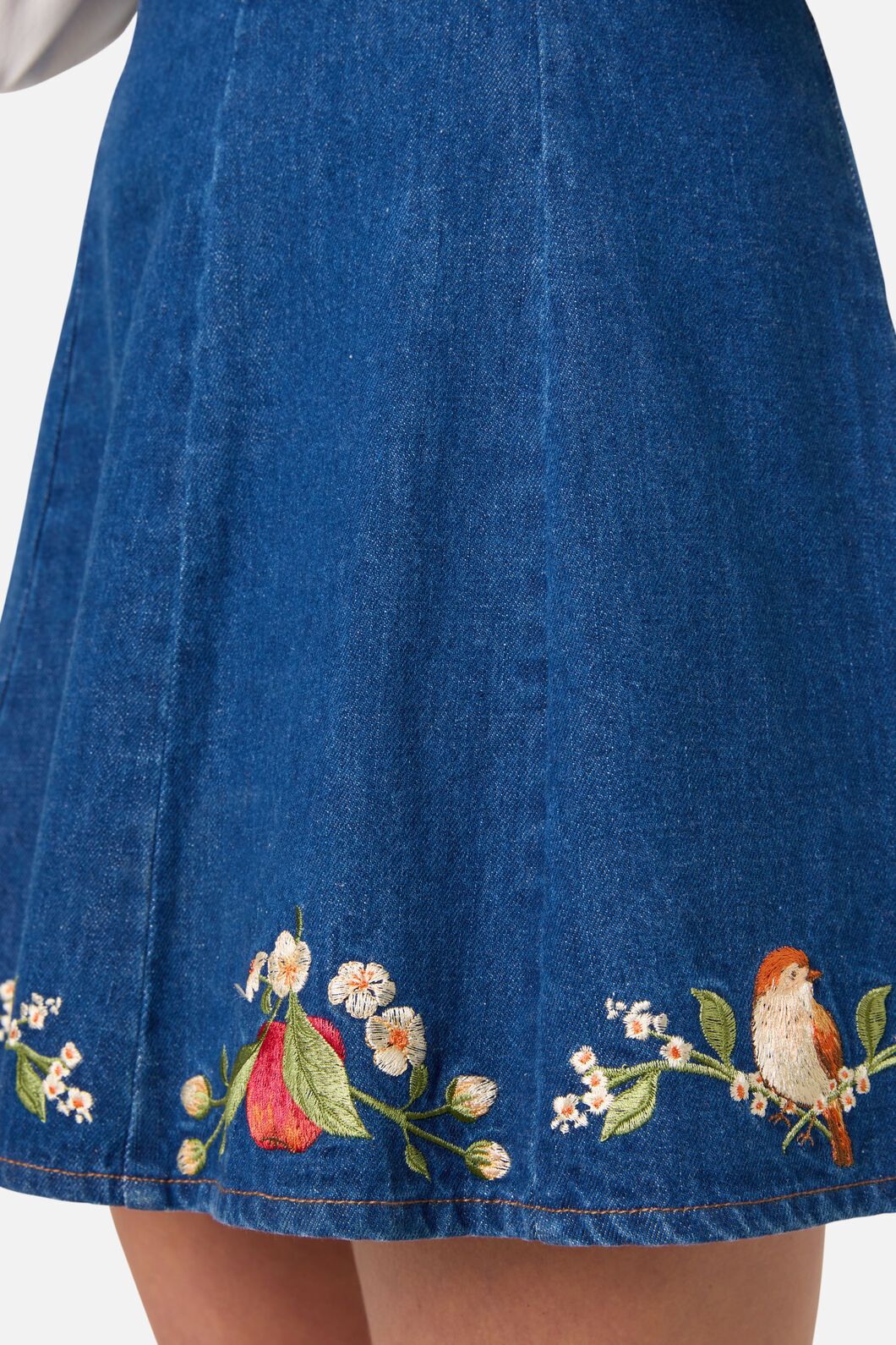 Princess Highway - Apple & Robin Emb Mini Skirt - blue-denim