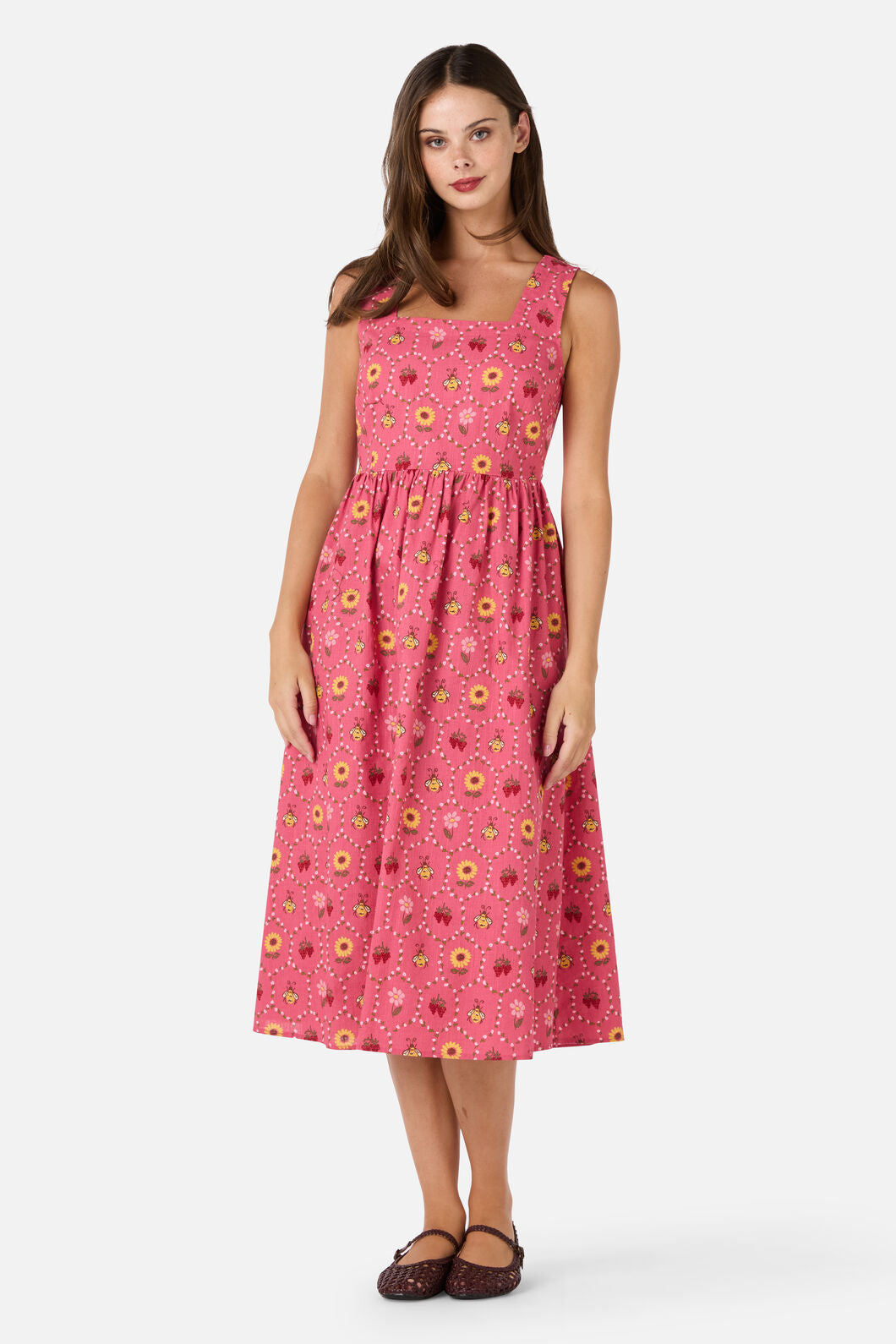 Princess Highway - Honey Bee Hive Midi Dress - pink