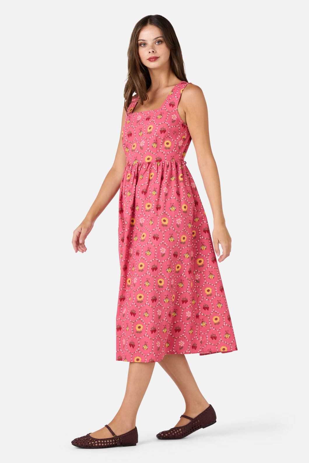 Princess Highway - Honey Bee Hive Midi Dress - pink
