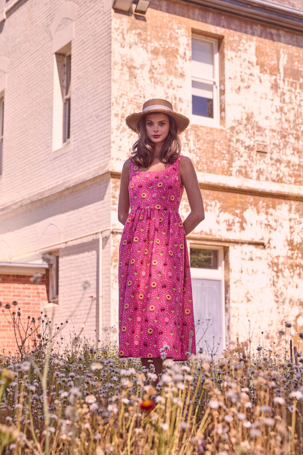 Princess Highway - Honey Bee Hive Midi Dress - pink