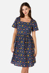 Princess Highway - Honey Bee Hive Mini Dress - navy