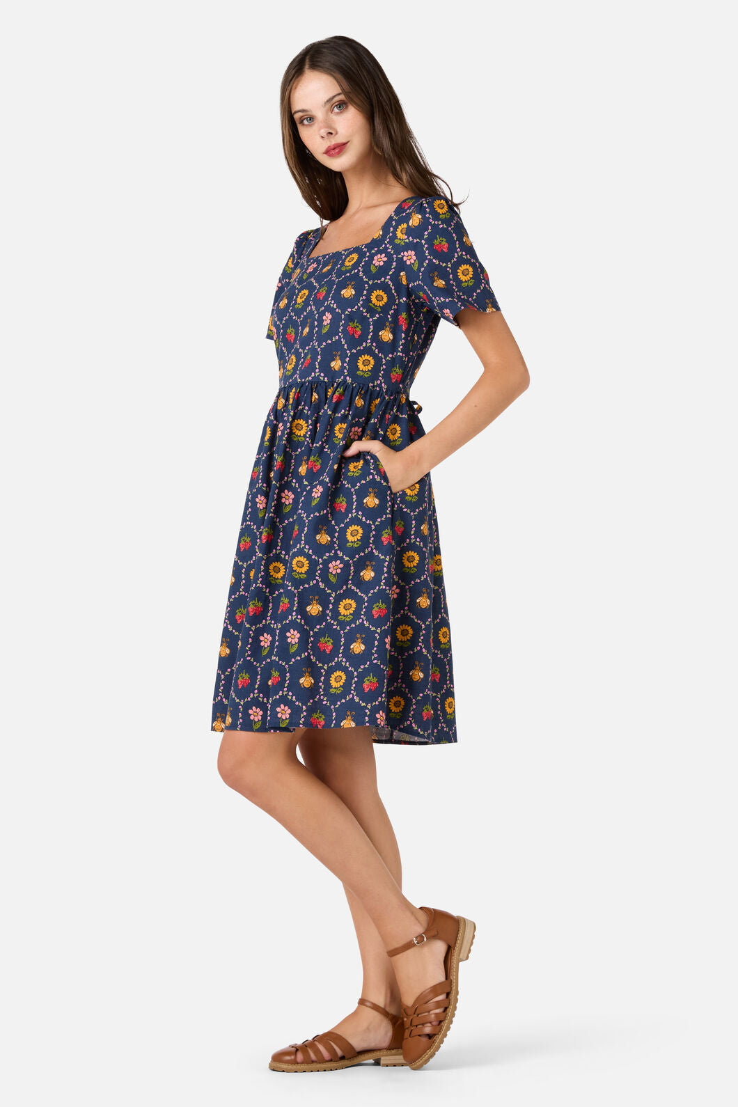 Princess Highway - Honey Bee Hive Mini Dress - navy