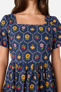 Princess Highway - Honey Bee Hive Mini Dress - navy