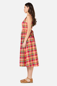 Princess Highway - Piper Check Midi Dress - pink-multi
