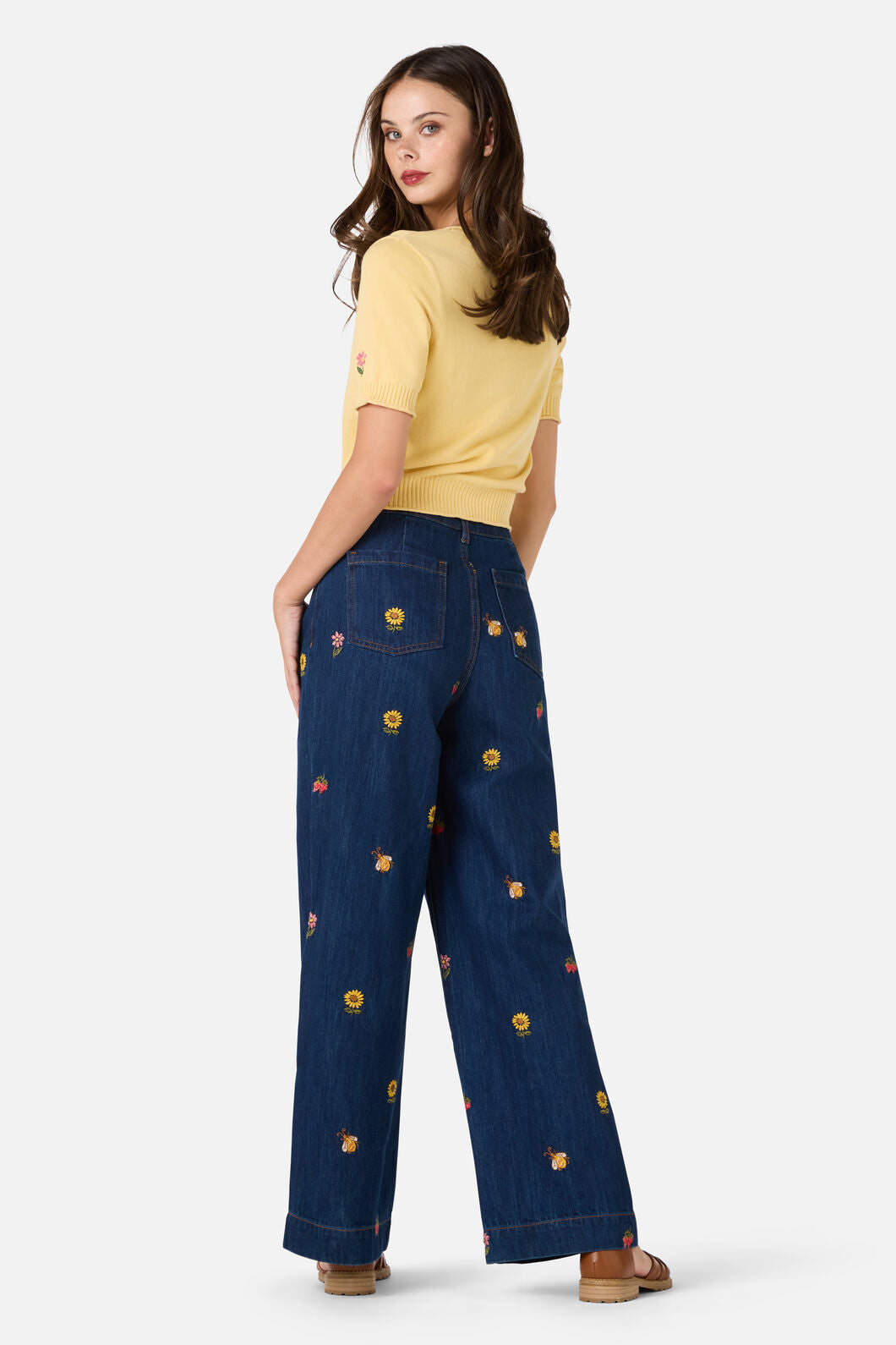 Princess Highway - Honey Embroidered Cardigan - lemon