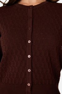 Princess Highway - Mara Long Sleeve Cardigan - chocolate