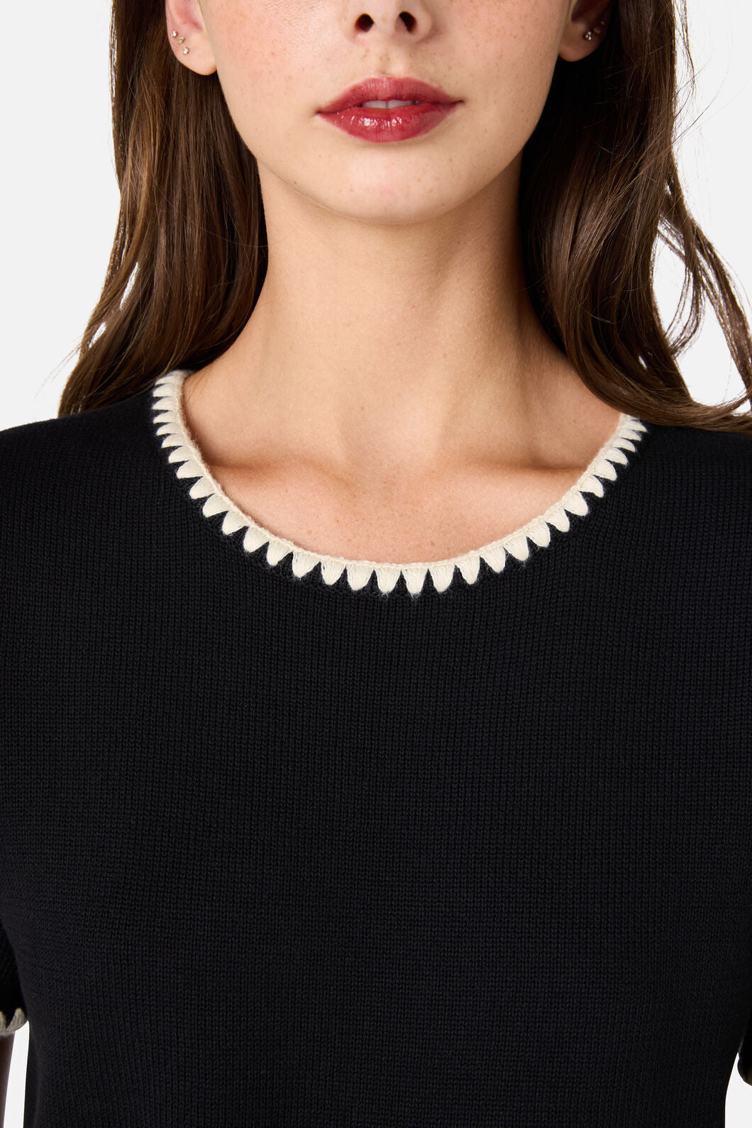 Princess Highway - Tess Blanket Stitch Knit Top - black
