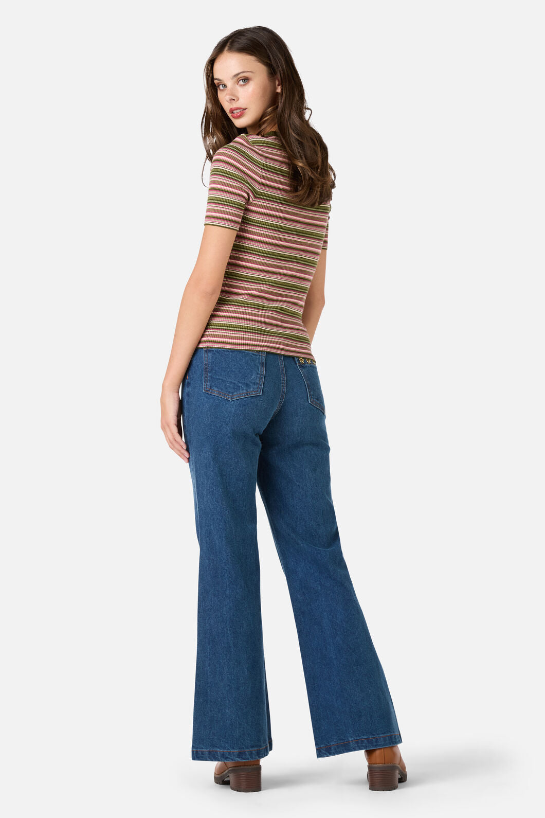 Princess Highway - Adelaide Stripe Rib Knit Top - green