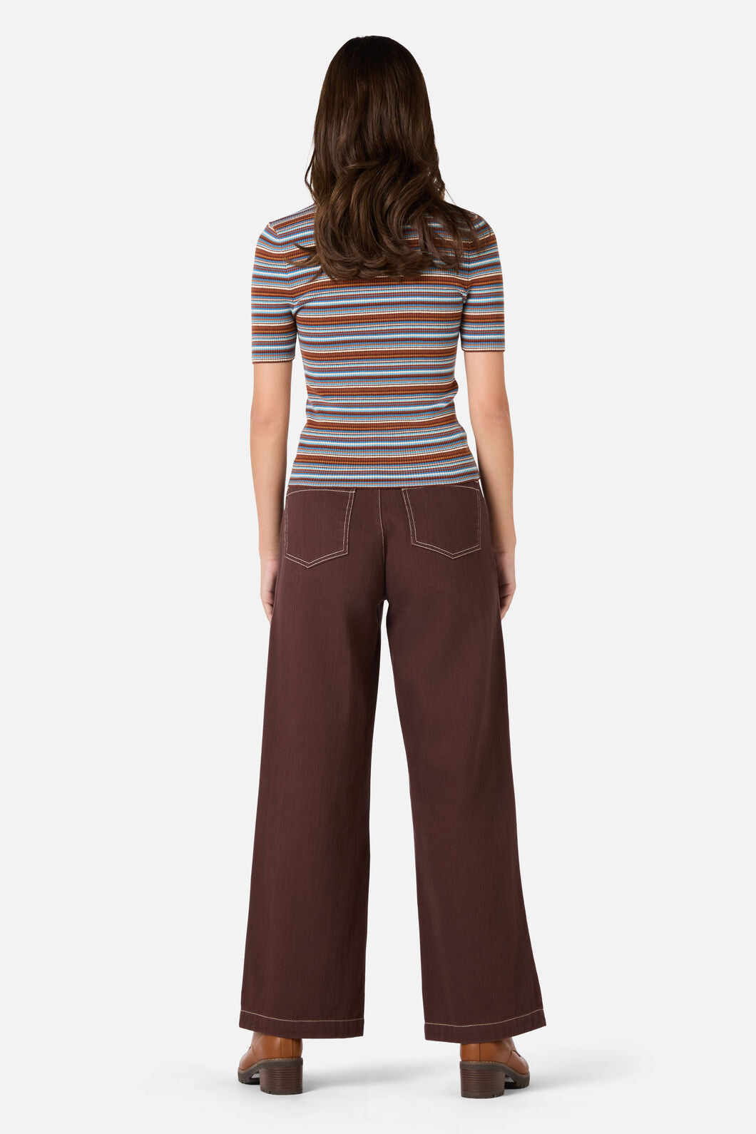 Princess Highway - Adelaide Stripe Rib Knit Top - toffee