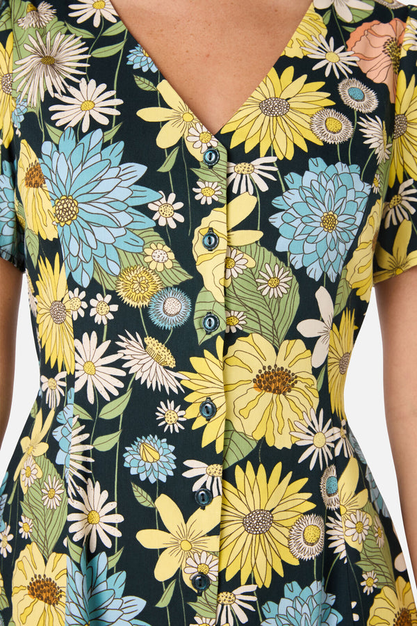 Princess Highway - Leonie Floral Mini Dress - deep-green