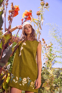 Princess Highway - Tree Frog Embroidered Dress - green