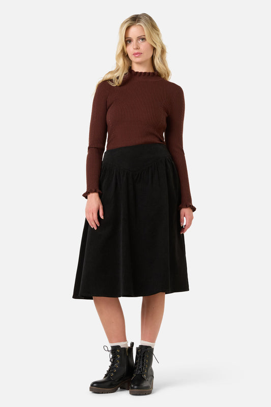 Princess Highway - Demi Cord Yoke Skirt - black