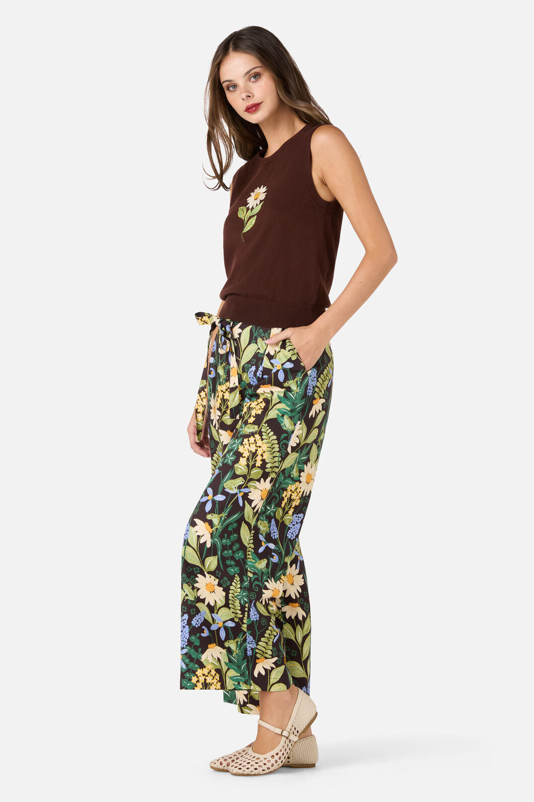 Princess Highway - Tree Frog Embroidered Vest - chocolate