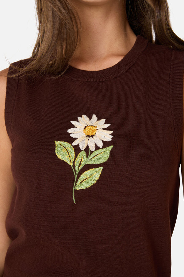 Princess Highway - Tree Frog Embroidered Vest - chocolate