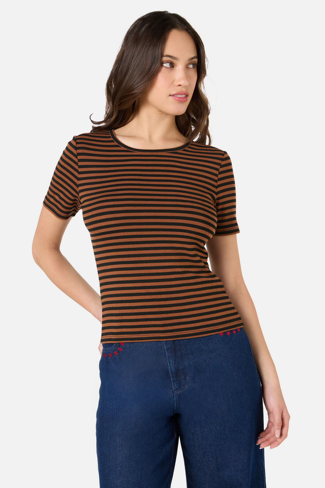 Princess Highway - Jennifer Stripe Tee - coffee