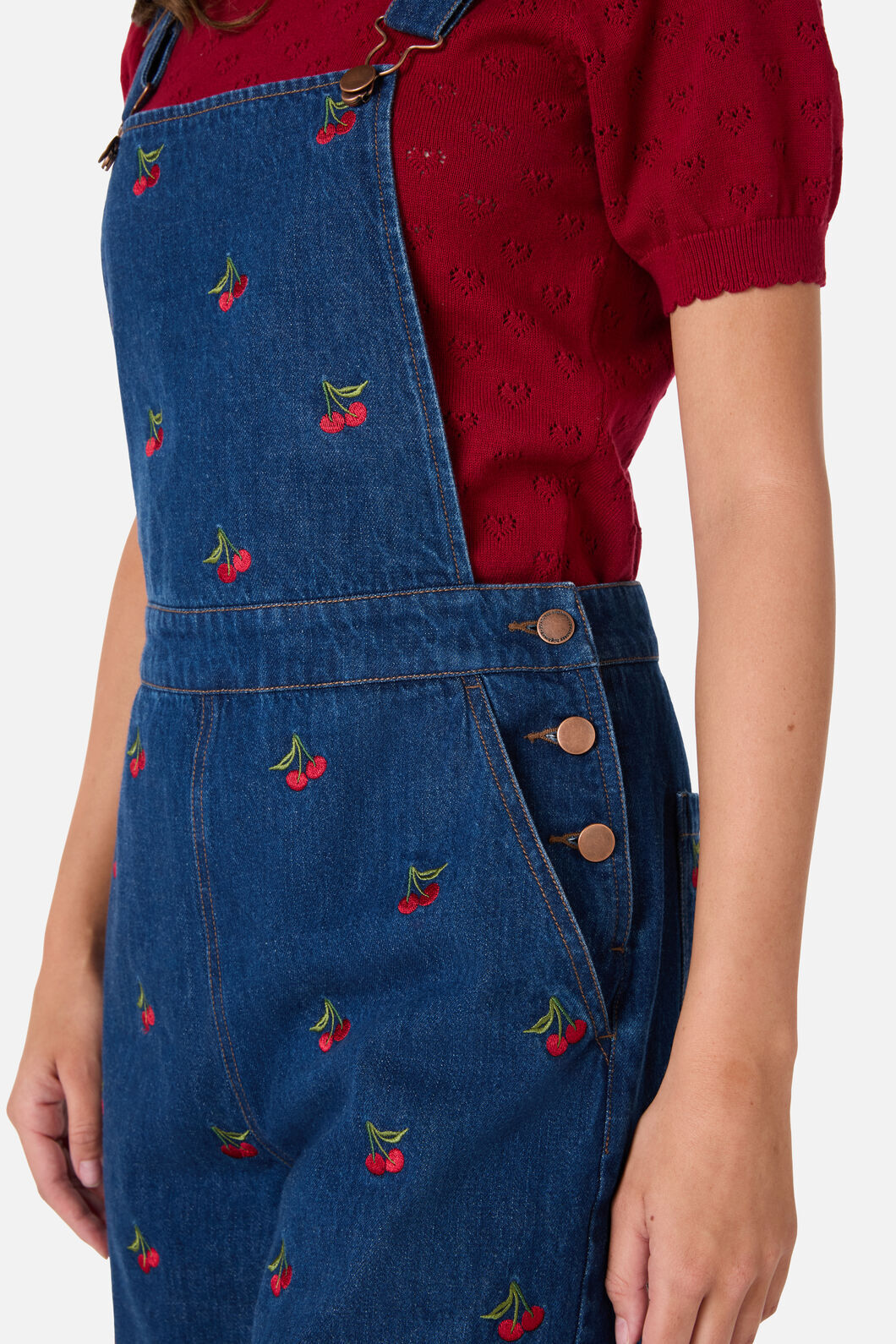 Princess Highway - Cherry Embroidered Overall - blue-denim