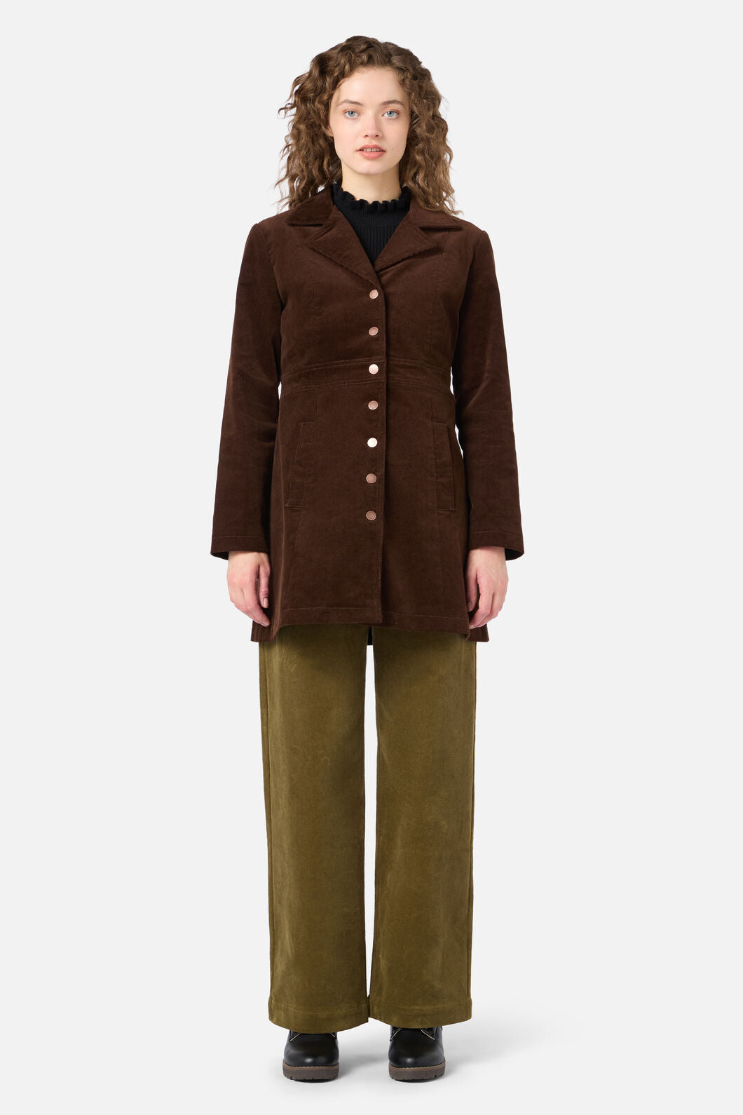 Princess Highway - Hazel A-Line Long Cord Jacket - chocolate