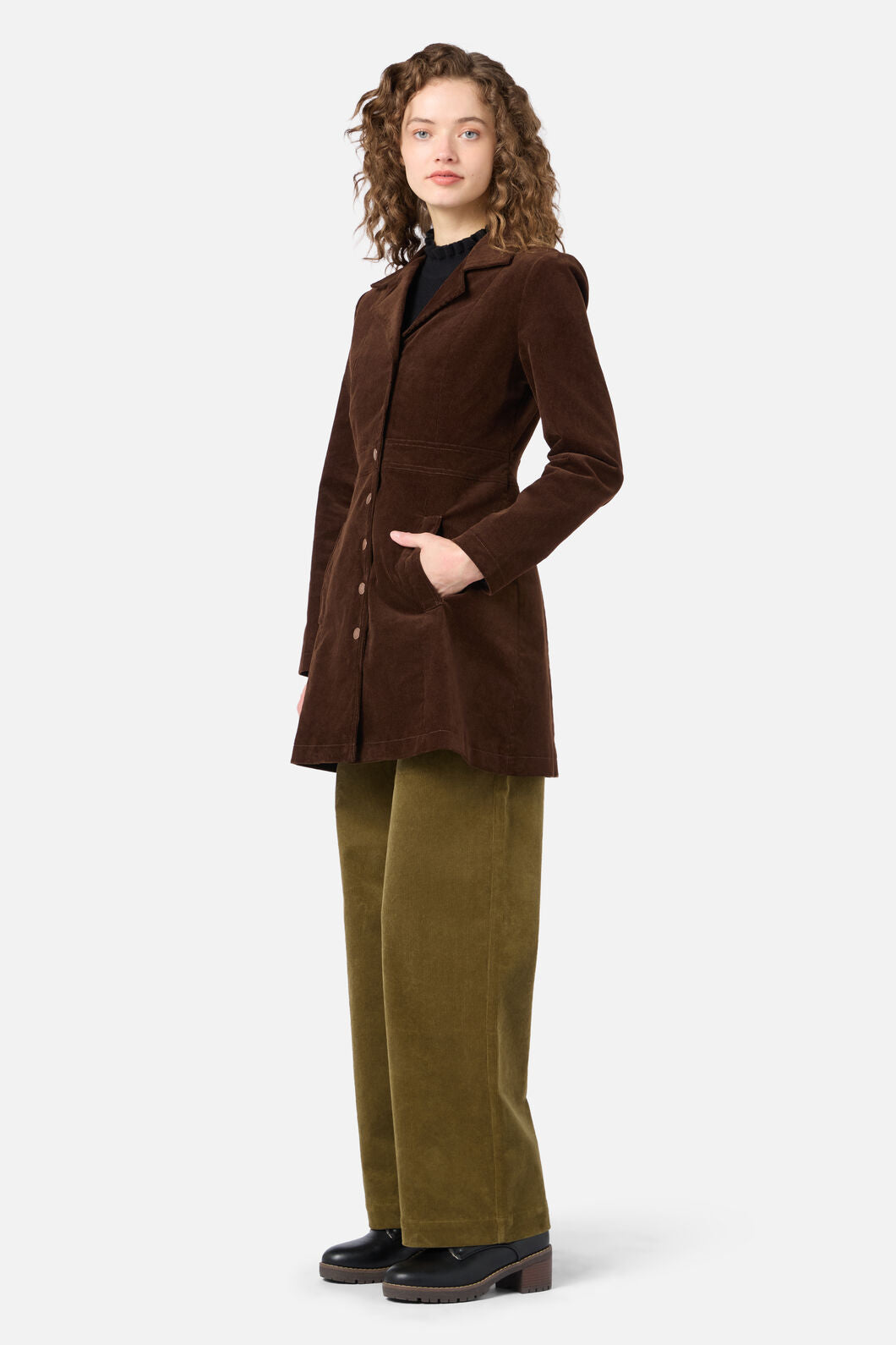 Princess Highway - Hazel A-Line Long Cord Jacket - chocolate
