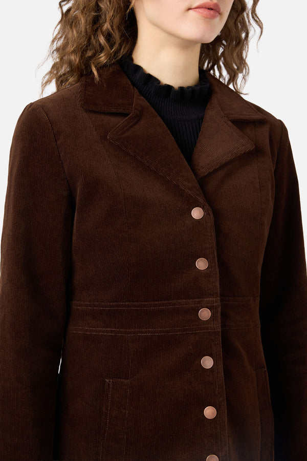 Princess Highway - Hazel A-Line Long Cord Jacket - chocolate
