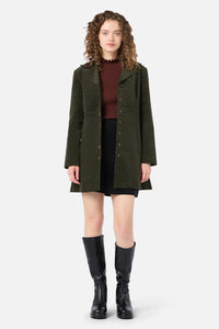 Princess Highway - Hazel A-Line Long Cord Jacket - forest-green