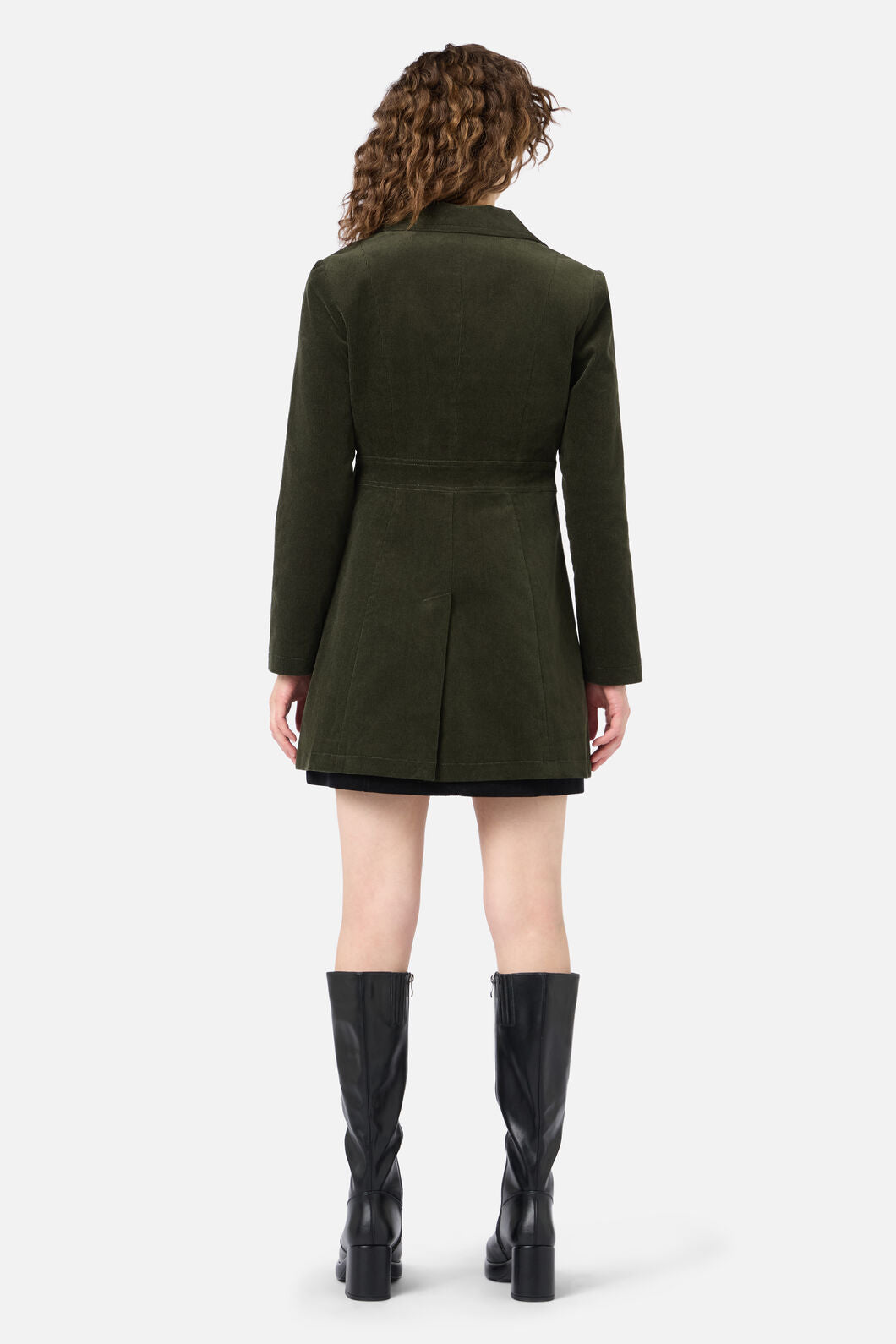 Princess Highway - Hazel A-Line Long Cord Jacket - forest-green