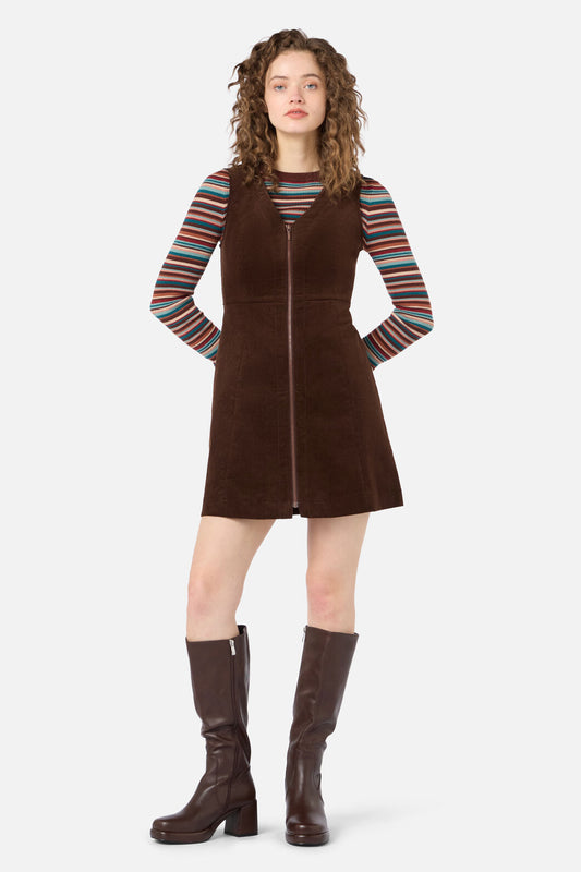 Princess Highway - Honey Cord Pinafore - chocolate