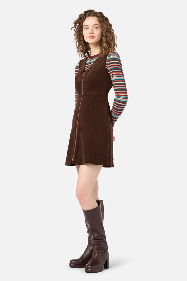 Princess Highway - Honey Cord Pinafore - chocolate