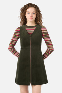 Princess Highway - Honey Cord Pinafore - forest-green