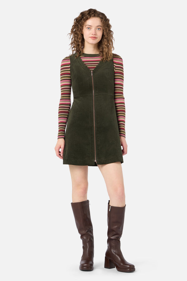 Princess Highway - Honey Cord Pinafore - forest-green
