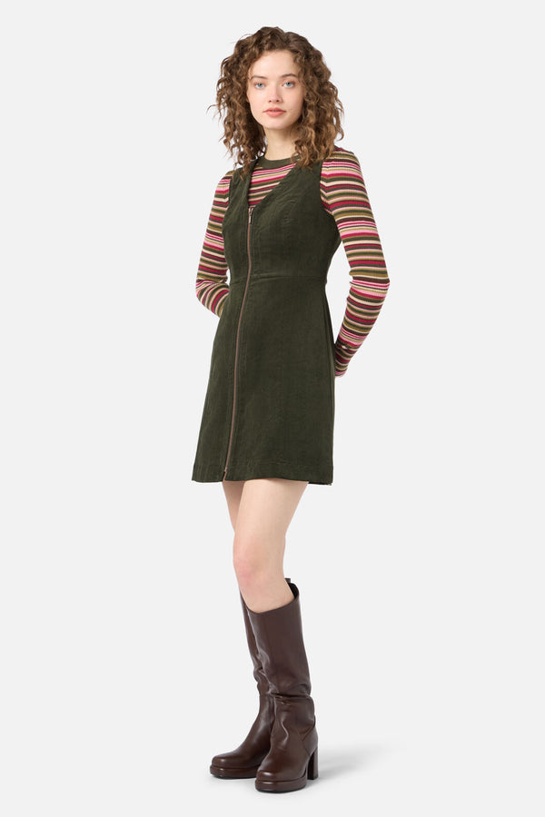 Princess Highway - Honey Cord Pinafore - forest-green