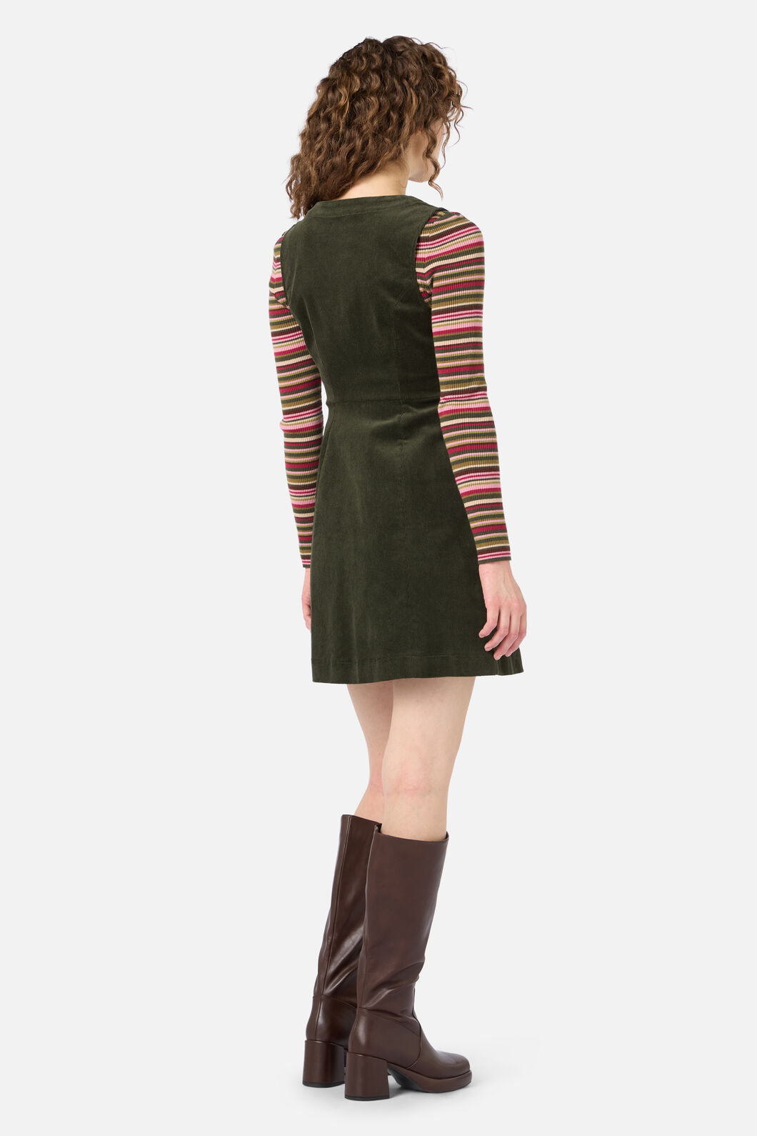 Princess Highway - Honey Cord Pinafore - forest-green