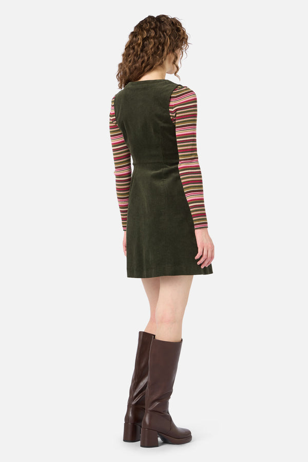 Princess Highway - Honey Cord Pinafore - forest-green