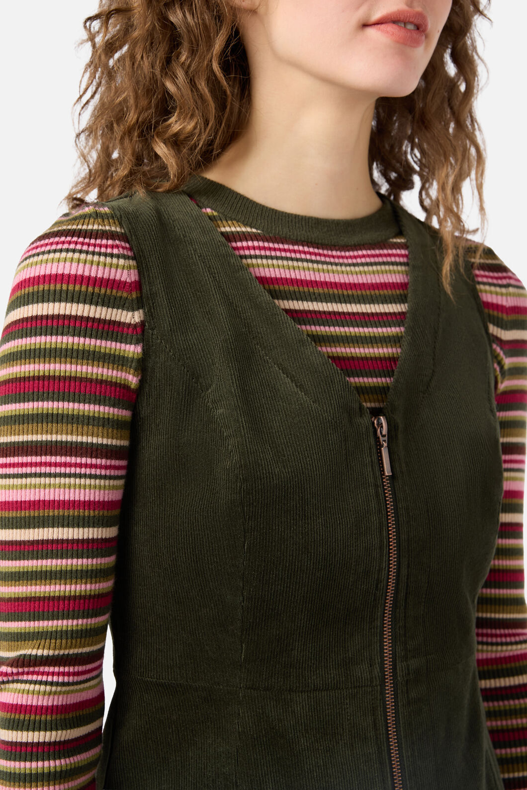 Princess Highway - Honey Cord Pinafore - forest-green
