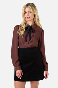 Princess Highway - Annie Long Sleeve Blouse - chocolate