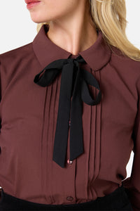 Princess Highway - Annie Long Sleeve Blouse - chocolate
