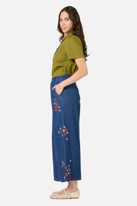 Princess Highway - Berry Bloom Emb Culotte - blue-denim