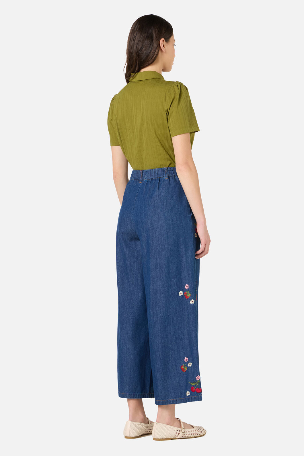 Princess Highway - Berry Bloom Emb Culotte - blue-denim