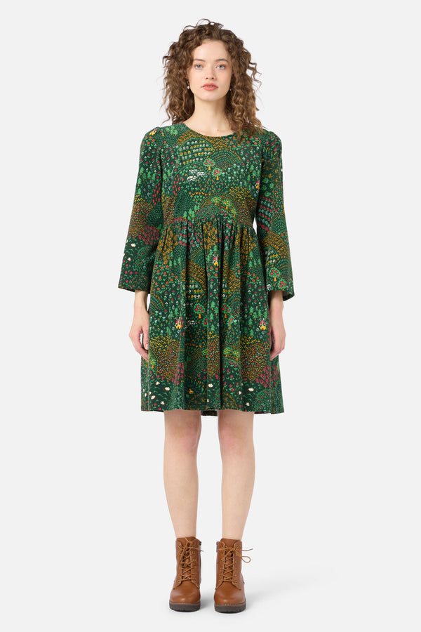 Princess Highway - Rolling Hills Cord Smock Dress - green