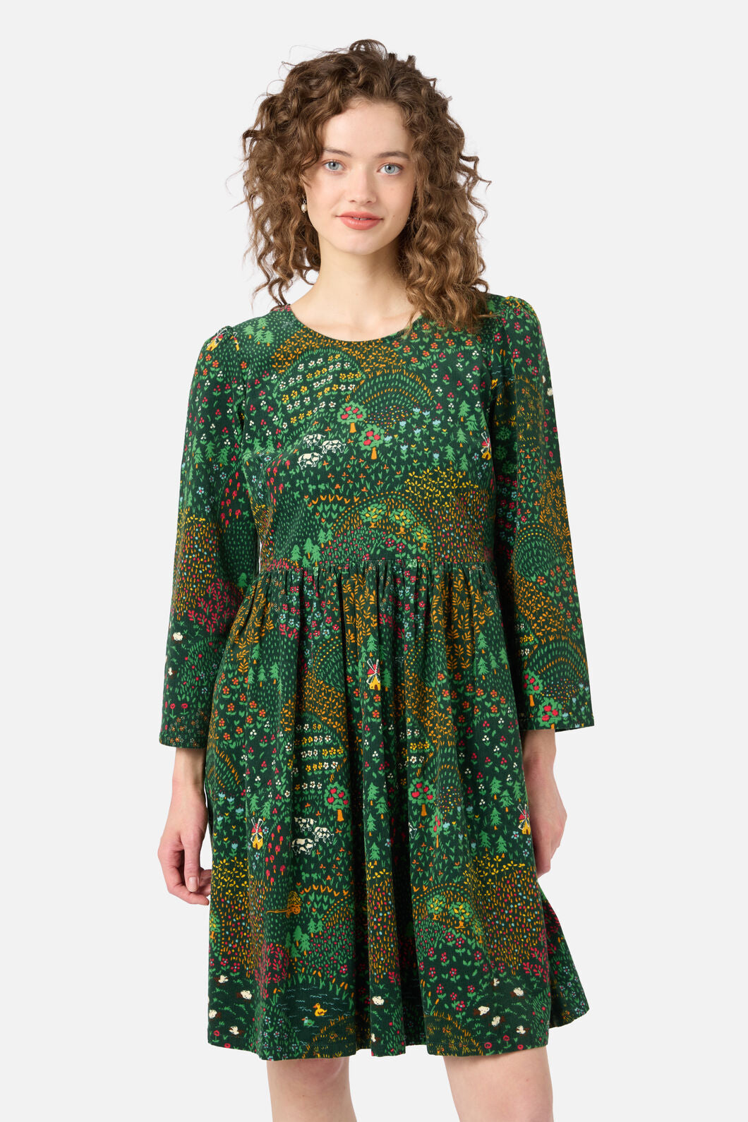 Princess Highway - Rolling Hills Cord Smock Dress - green