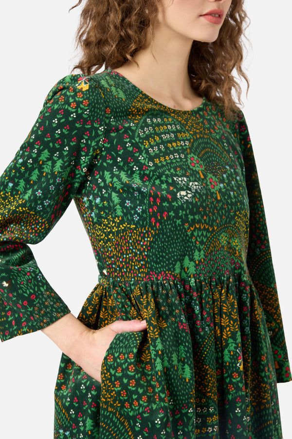 Princess Highway - Rolling Hills Cord Smock Dress - green